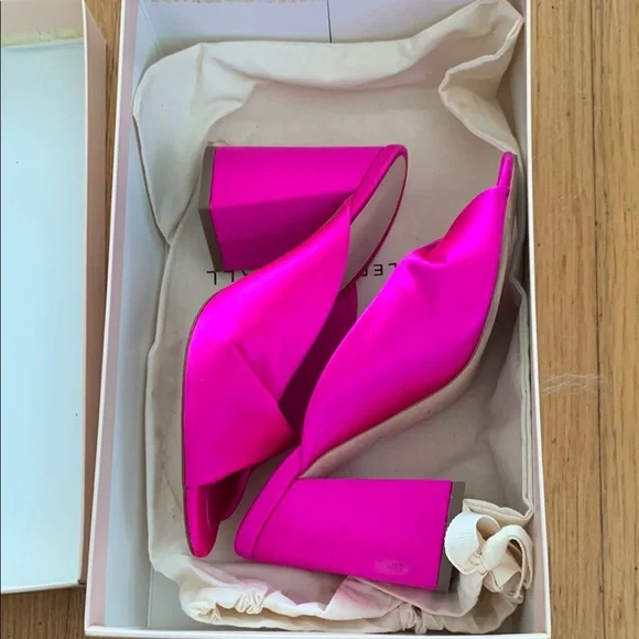 Loeffler Randall 💖Pink Mules with Block Heel and Twisted Detail - Picture 4 of 9